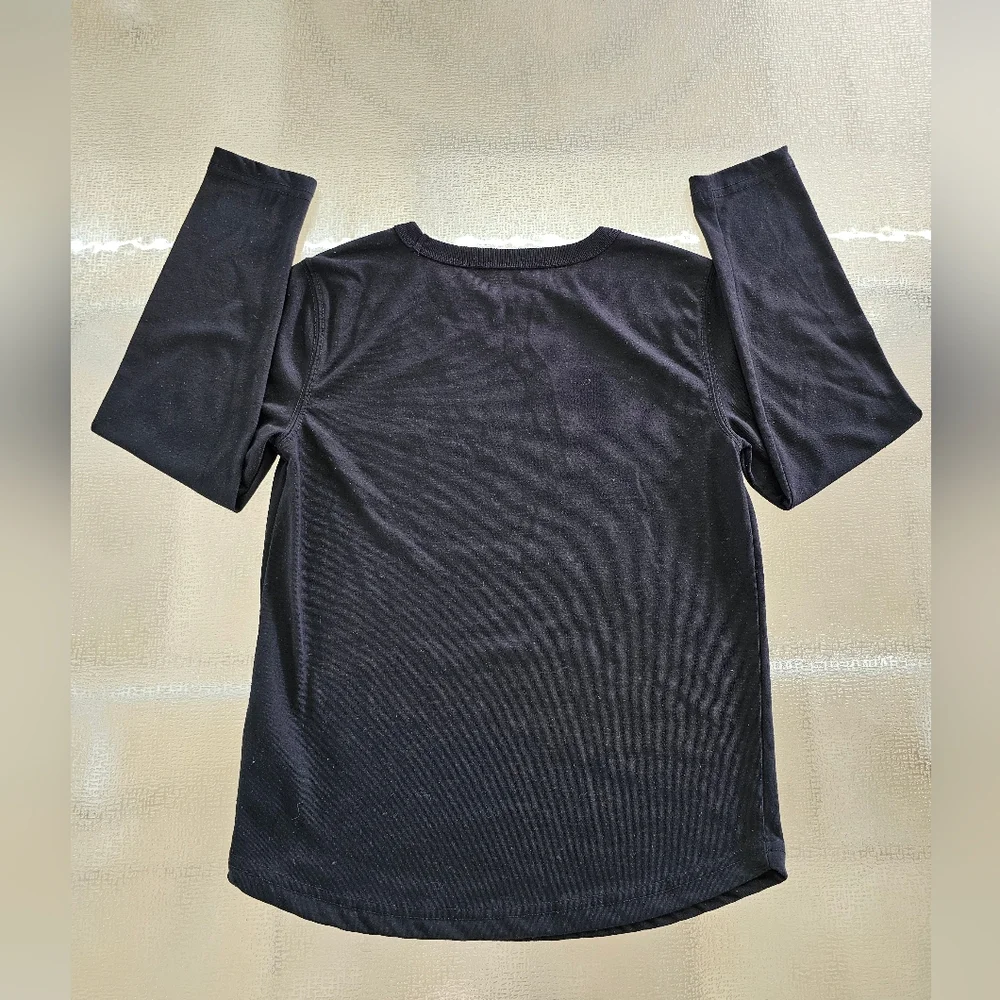 GAP Kids Black Long Sleeve Logo Tee Shirt 8 Flame Resistant Recycled Poly